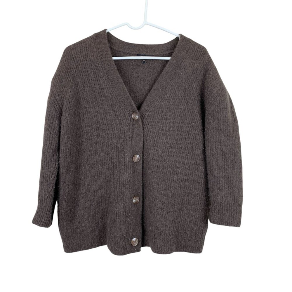 Quince Mongolian Cashmere Oversized Boyfriend Cardigan Brown - Size XS